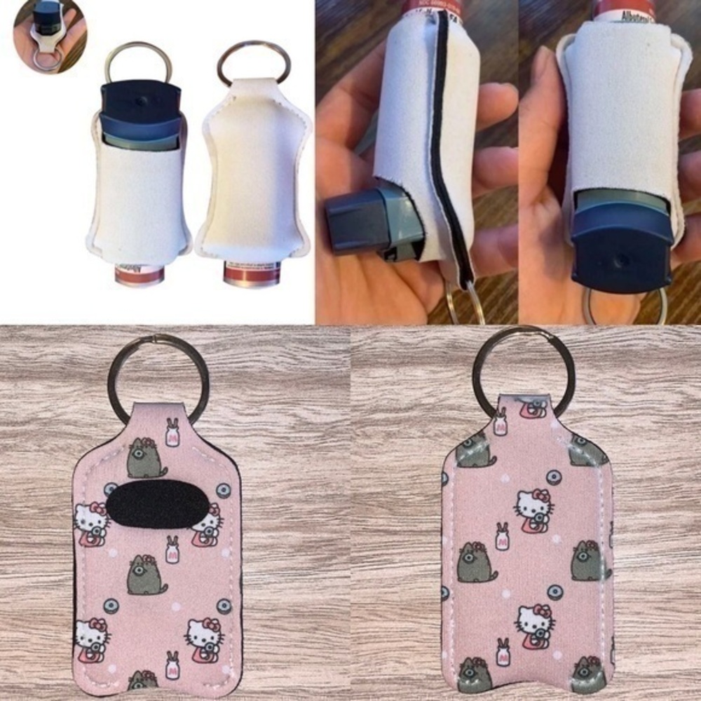 Light pink gray cat inhaler holder new